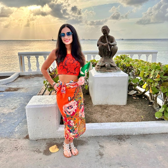 Powder Design Inc UK Printed Climbing Leopard - Tangerine Scarf - Picture 5 of 5